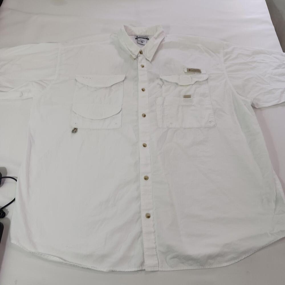 Columbia Sportswear FM7231 Men's White Cotton Vented Short Sleeve Shirt Size 2XL